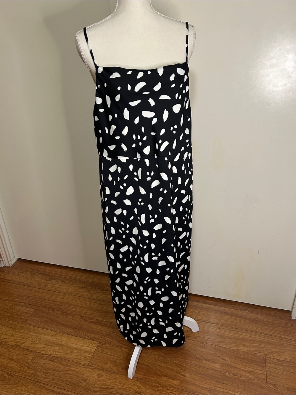 Old Navy Black and White Spotted Midi Dress